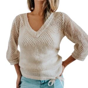 American Rag Wool/Mohair Blend Sweater - Blush/Cream Size L/XL
